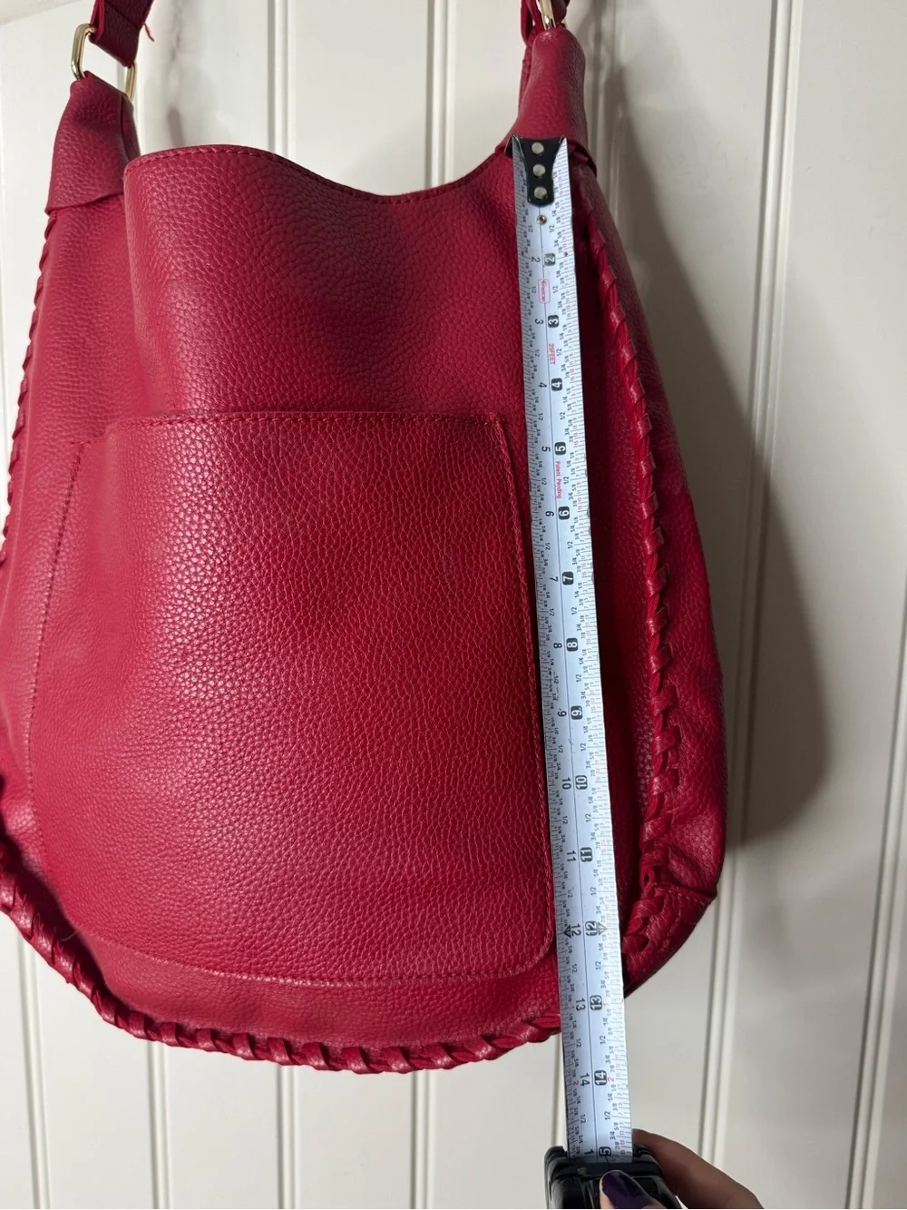 2/for $20 🪩 Fringed Red Pebbled Hobo Shoulder Bag - Mark & Hall